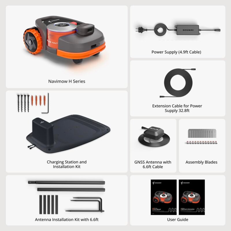 Segway Navimow H1500N-VF Robot Lawn Mower Perimeter Wire Free 0.37 Acre RTK+Vision Robotic Lawnmower, Virtual Boundary, Systematic Mowing - Image 2