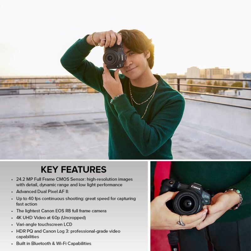 Canon EOS R8 Mirrorless Camera RF24-50mm F4.5-6.3 is STM Lens Kit, Full-Frame Hybrid Camera, 24.2 Megapixel CMOS Image Sensor - Image 3