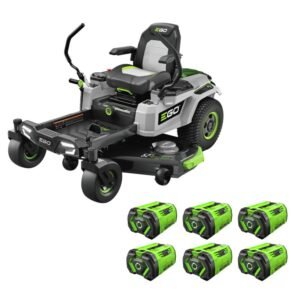 EGO Power+ Electric Riding Lawn Mower, 52" Deck with Zero Turn Radius, Includes (6) 56V 12.0Ah Batteries and Charger