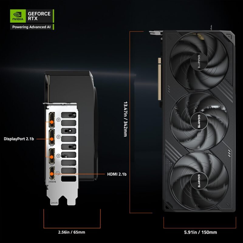 GIGABYTE GeForce RTX 5090 WINDFORCE OC 32G Graphics Card, WINDFORCE Cooling System - Image 2