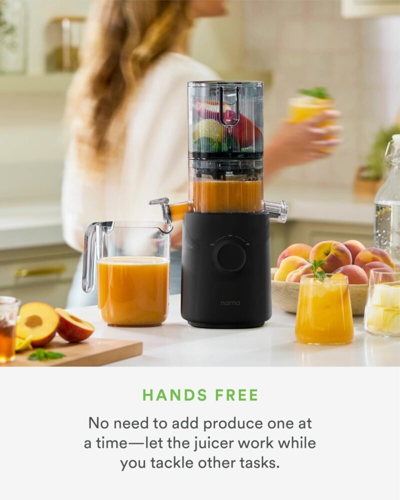 Nama J3 Compact Cold Press Juicer – Space Saving & Self Feeding for Hands-Free Operation – Lightweight - Image 2