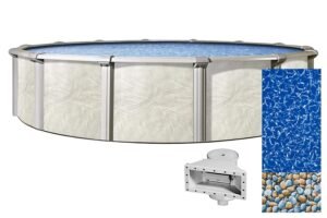 Lake Effect Pools 'Fallston' 27' Foot Round Above Ground Swimming Pool | 52" Inch Height | Resin Protected Steel Sided Walls