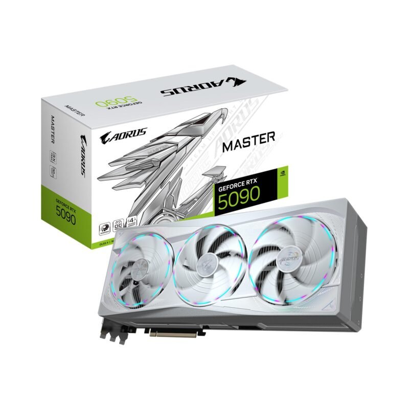 GIGABYTE AORUS GeForce RTX 5090 Master ICE 32G Graphics Card, WINDFORCE Cooling System, 32GB 512-bit GDDR7