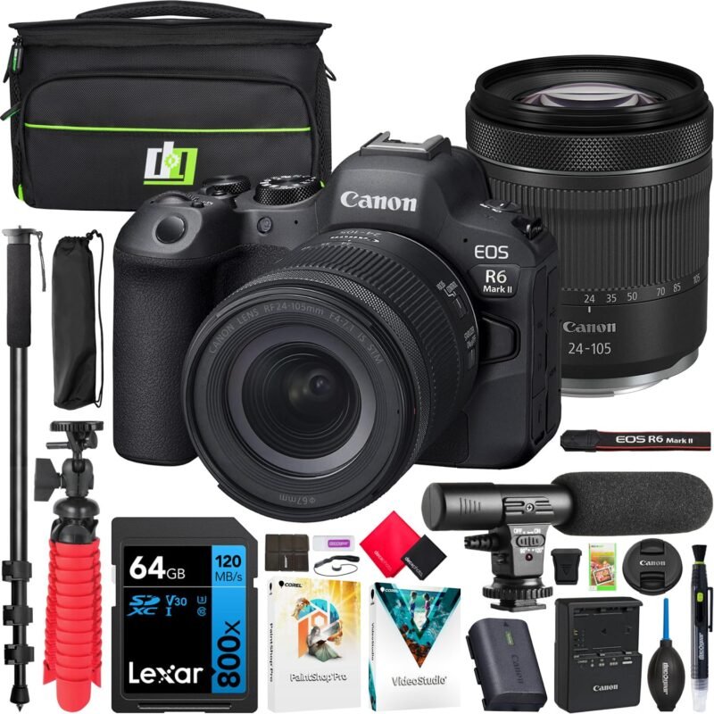 Canon EOS R6 Mark II Full Frame Mirrorless Camera Body with RF 24-105mm F4-7.1 is STM Lens 5666C018 Bundle