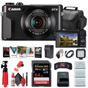 Canon PowerShot G7 X Mark II Digital Camera (1066C001), 64GB Card, 2 x Replacement NB13L Batteries, Corel Photo Software