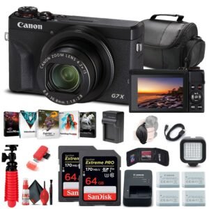 Canon PowerShot G7 X Mark III Digital Camera (Black) (3637C001) + 2 x 64GB Memory Card + 3 x NB13L Battery