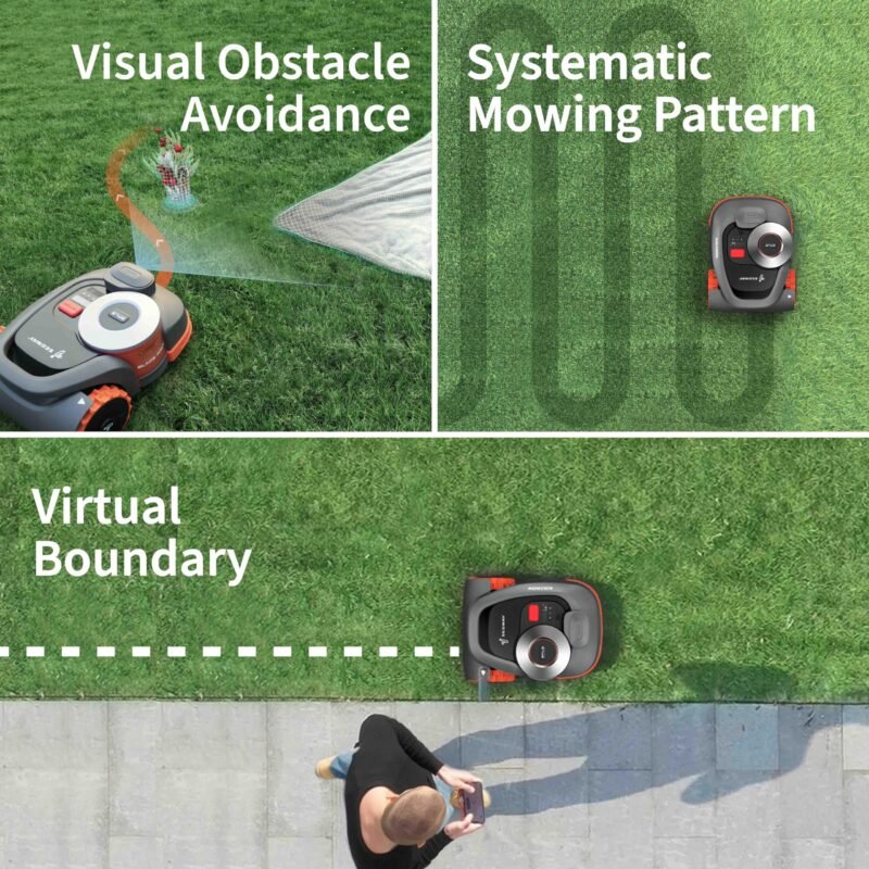 Segway Navimow H1500N-VF Robot Lawn Mower Perimeter Wire Free 0.37 Acre RTK+Vision Robotic Lawnmower, Virtual Boundary, Systematic Mowing - Image 3