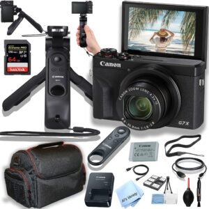 Canon PowerShot G7 X Mark III Digital Camera + 64GB Extreem Speed Memory, HG-100 Stabilizong Grip W/BR-E1 Remote, Case