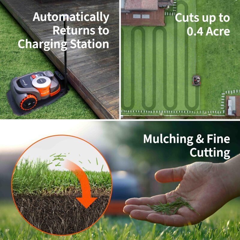Segway Navimow H1500N-VF Robot Lawn Mower Perimeter Wire Free 0.37 Acre RTK+Vision Robotic Lawnmower, Virtual Boundary, Systematic Mowing - Image 4